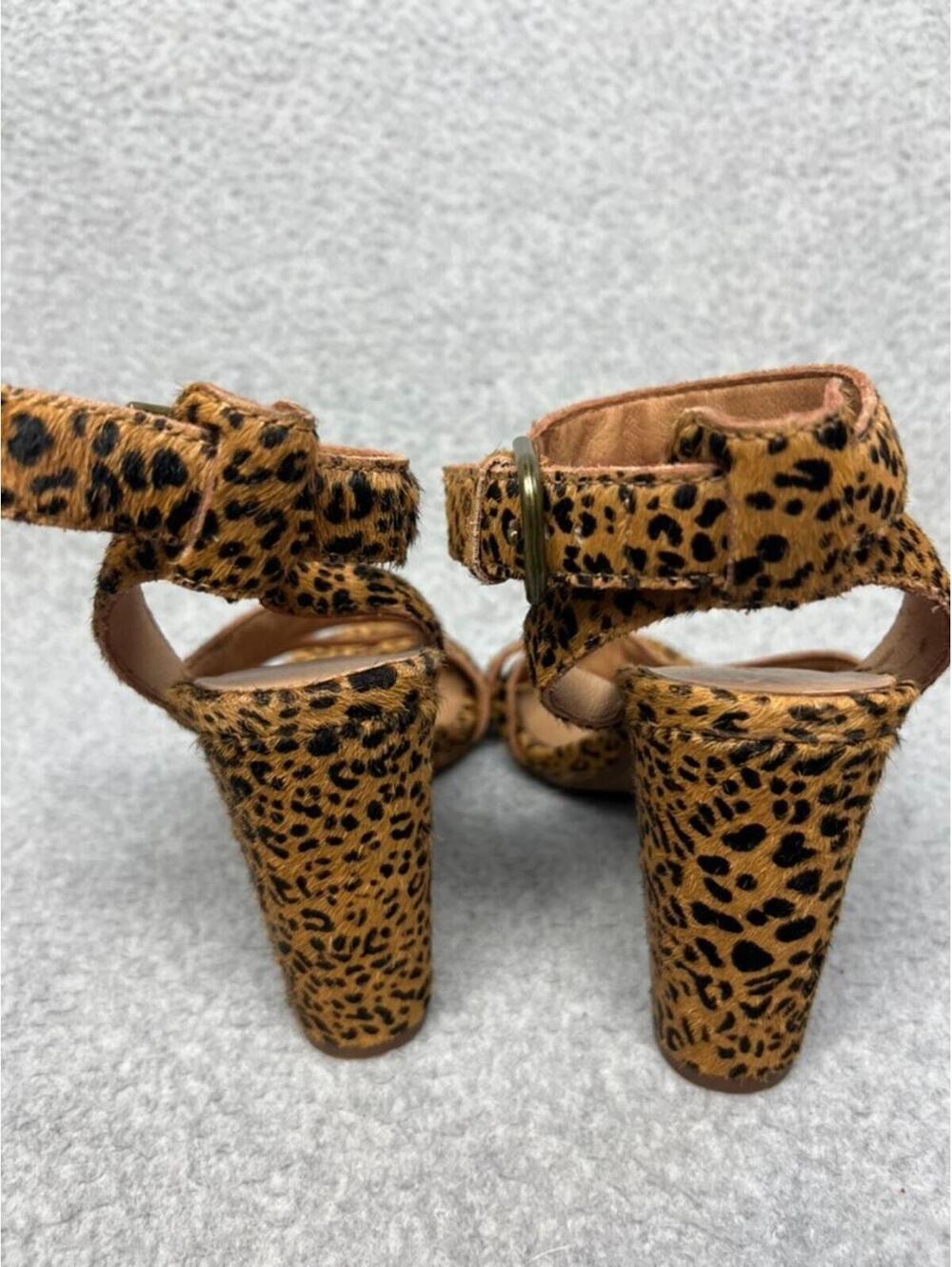 Madewell The Liv Sandal Mini Leopard Calf Hair Leather Strappy Block Heels 7 - Picture 4 of 6